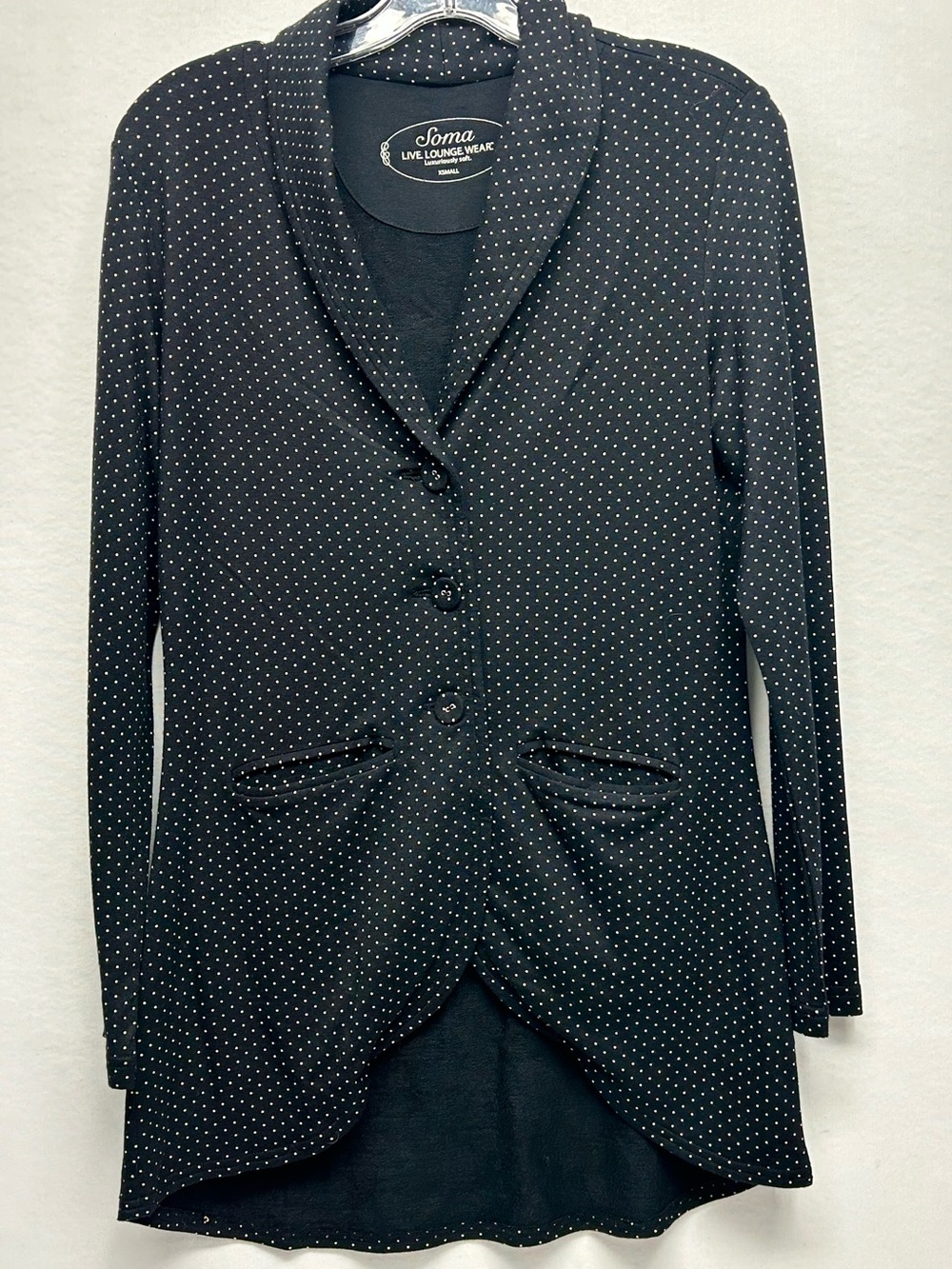Soma Black Blazer with White Pin Dots